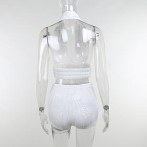 Casual Sexy Pretty and Cheap Clothes Backless Biker Ladies Short Two 2 Piece Set Outfit Summer Halter Short Sets <span class=keywords><strong>Ropa</strong></span> de <span class=keywords><strong>mujer</strong></span> - Product Image 3