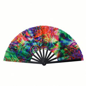 High Quality Holographic Iridescent Reflective Rave Party Custom Hand Large Bamboo Pvc Clack Fan - Product Image 4
