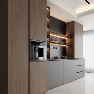 Ensemble complet de meubles de salon de style italien 2026 en bois massif, écologique, avec armoire à vin à hauteur réglable et éclairage de style français - Product Image 1