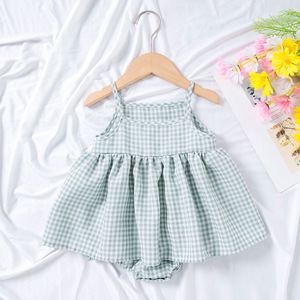 Nuovo Vestito Estivo per Bambina Stile Coreano, Abito a Quadri con Collo all'Americana, Tutina da Principessa per Bambine - Product Image 3