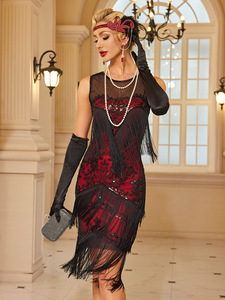 Robe vintage <span class=keywords><strong>des</strong></span> années <span class=keywords><strong>20</strong></span>, années 1920, <span class=keywords><strong>tenue</strong></span> de soirée à paillettes et franges pour femmes, style le Grand Gatsby - Product Image 5