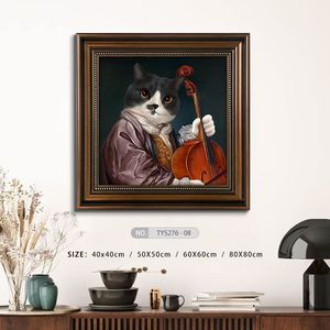 Çerçeveli kedi tuval sanat taklit başyapıtları ev dekorasyon için yüksek kalite fabrika doğrudan Pet hediye boyama - Product Image 3