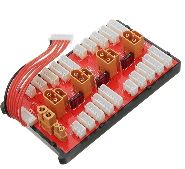 2 IN 1 PG Parallel Charging Board XT30 XT60 Plug Supports 4 Packs 2s -8S Lipo Battery