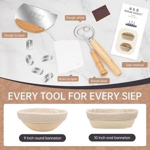 Proofing Basket Bread <b>Set</b> Sourdough Starter <b>Set</b> - Includes 2 Bread Proofing Baskets Bread <b>Baking</b> Accessories Complete <b>Set</b> for - Product Image 3
