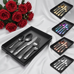 Vente en gros d'ensembles de couverts réutilisables en acier inoxydable argenté pour restaurants, personnalisables et économiques, comprenant cuillères, fourchettes et couteaux pour mariage - Product Image 1