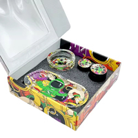 Accessoires pour fumeurs avec logo personnalisé gratuit, ensemble 5 en 1, plateau à rouler en métal, pot, moulin à herbes, cendrier en verre, kit combiné