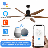 Ventilateur de plafond moderne à 6 pales de 54 pouces, à moteur DC à faible bruit et à économie d'énergie, avec télécommande, en métal, pour salon, vente chaude