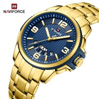 NAVIFORCE Montre-bracelet pour hommes Original en acier inoxydable Sport Quartz Horloge masculine Top Brand Luxury Date Week Watch 9215