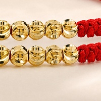 Pulsera Go2boho de Hilo Rojo Trenzado de Nailon con Cuentas de Bola Chapadas en Oro de 18K, Joyería de Moda Unisex para Regalo