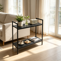 Support de plantes minimaliste à 2 niveaux en métal, revêtement poudré, anti-rouille, robuste, écologique, gain de place, pour jardin, maison, balcon, bureau