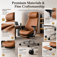 Silla de Oficina Reclinable de Cuero con Respaldo Alto y Reposapiés Retráctil, Silla Giratoria Ergonómica con Soporte Lumbar para Gerentes y Oficinas en Casa