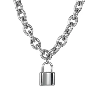 Pulseira de fechadura de corrente grossa, pulseira de fechamento personalizada de aço inoxidável, estilo legal para homens e mulheres, acessórios de casal, venda de eletrônico