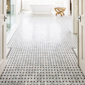 Mosaïque de <span class=keywords><strong>sol</strong></span> en marbre blanc de Carrare italien, mosaïque murale, plateau de <span class=keywords><strong>douche</strong></span> de salle de bain, dessus en marbre blanc de Carrare avec des points noirs, carrelage en tresse - Product Image 5