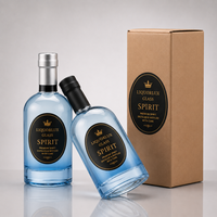 Botol Minuman Keras Kaca Super Flint Food Grade Langsung dari Pabrik, Wadah Brandy Vodka dengan Ukiran Logo Kustom Layanan OEM ODM
