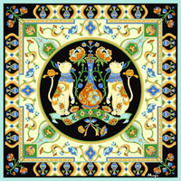 Tapis de Mahjong Américain Floral Tigre Violet Regal Bloom, Bord Ondulé, Antidérapant, Réduction du Bruit, Tapis de Jeu