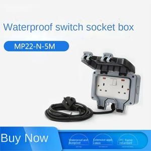 Prise d'interrupteur mural britannique étanche avec couvercle anti-poussière équipement de distribution d'énergie - Product Image 2