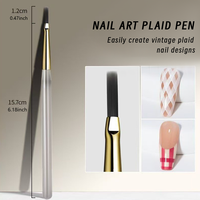 Pinceaux à ongles à motif écossais français, stylo de dessin à grille pour extension de gel UV DIY, peinture au gel, vernis UV, outils de manucure