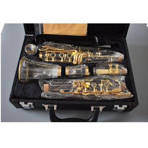 <span class=keywords><strong>Clarinete</strong></span> Sib <span class=keywords><strong>de</strong></span> <span class=keywords><strong>Cristal</strong></span> <span class=keywords><strong>de</strong></span> Alta Calidad con Llaves Doradas y Tubo Transparente con un Hermoso Tono - Product Image 1