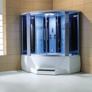 Fashion white acrylic prefab adult computerized steam room 2 person hydromassage acrylic steam shower bathtub cabin