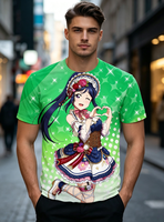Nouveau T-shirt décontracté pour homme à manches courtes, série Anime Girl, impression 3D