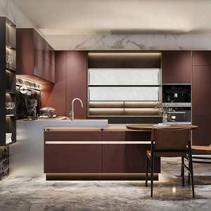 Gabinetes de Cocina Modulares Modernos de Lujo 2025, Isla con Almacenamiento Inteligente, Acabado de Laca de Alto Brillo, Opciones de Mármol/Laminado, para Villa - Product Image 4