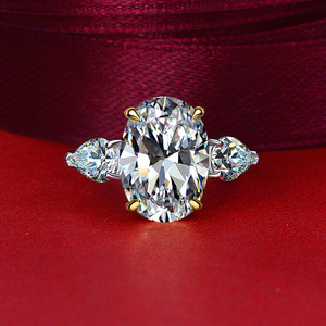 Wholesale Jewelry 925 Sterling Silver Jewelry White 5A <b>CZ</b> 4 Prong <b>Rings</b> Oval 10*14MM Large Stone Engagement <b>Rings</b> Women - Product Image 2