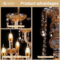 Lustre LED en cristal avec cadre en métal doré, idéal pour les mariages, les banquets et la décoration événementielle – Vente en gros directe usine
