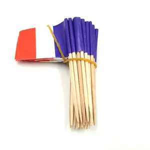 High Quality Disposable Bamboo Stick Customized National Flag Pick For Christmas