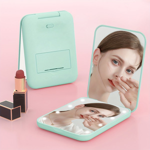 1X/2X Magnification LED Makeup Mirror with Light for <strong>Purse</strong> Custom Logo Pink Pocket Mirror Small Lighted Mirror for Gift - Product Image 5