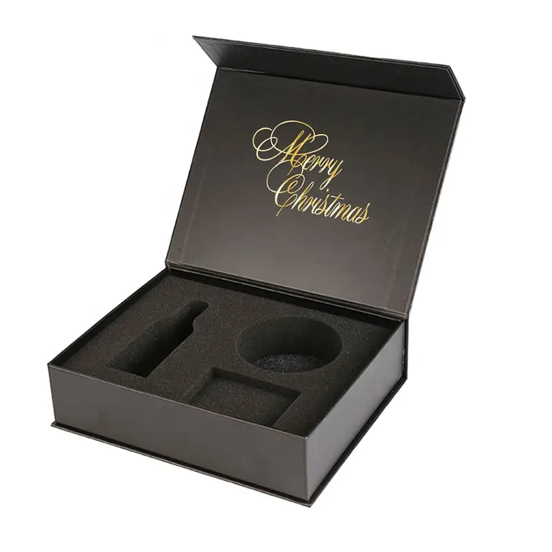 Custom Hot Stamping Matte Black White Flip-Top Beauty Instrument Shipping Box Cosmetic Cream Perfume Packaging Box With Eva Foam