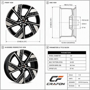 Rines Forjados CF NUEVOS de 18, 19 y 20 Pulgadas para Autos de Pasajeros, PCD 5x114.3, Compatibles con BYD Song Plus EV, Personalización ODM, Etiqueta Personalizada - Product Image 3