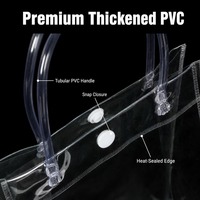 Sac fourre-tout en PVC transparent avec logo personnalisé, imperméable, réutilisable, pour le shopping, les cadeaux, avec poignée renforcée