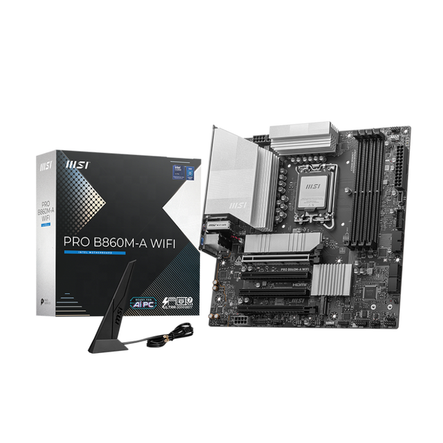 MSI PRO B860M-A WIFI MSI Motherboard M-ATX 4x DDR5 256GB ThunderBolt4 DP 5G LAN WIFI7 LGA 1851 CPU 285K PCIe5.0 for Gaming PC