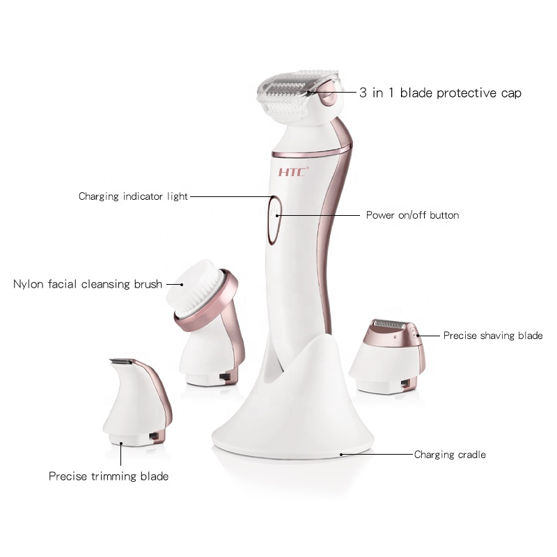 HTC Женская электрическая перезаряжаемая Женская бритва для волос на лице, эпилятор, триммер, бритва