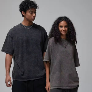 Camisetas de Hombre de 275 g/m², Estilo Hip Hop, Unisex, 100% Algodón, Talla Grande, Vintage, Personalizadas, con Borde Deshilachado, Lavado Ácido - Product Image 2