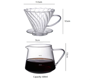 Carafe en verre écologique avec <span class=keywords><strong>goutteur</strong></span> de café <span class=keywords><strong>intégré</strong></span>, serveur de service, poignée en verre durable pour la préparation du café et du thé - Product Image 6