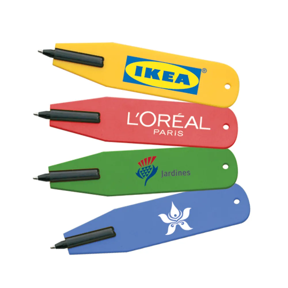 Bolígrafo marcador plano de plástico con impresión de logotipo