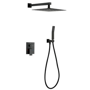 Conjunto de ducha oculto de lujo negro y gris con doble función, sin barra deslizante, núcleo de válvula cerámica, cuerpo de latón, mezclador para baño de hotel - Product Image 2
