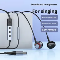[Con Tarjeta de Sonido Integrada] Micrófono Intraural Dinámico Tipo-C con Cable de 1.5M para Karaoke, Grabación, Transmisión en Vivo y Retorno de Sonido en Tiempo Real