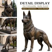 Statue de Berger Allemand en Bronze Coulé sur Mesure, Sculpture Faite à la Main par la Méthode de la Cire Perdus, Patine Antique pour Décoration Extérieure d'Entrée de Villa