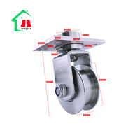 360 rotation en acier inoxydable porte piste rouleau roue 201 304 rouleau en acier inoxydable avec plaque montée sur le dessus 68MM