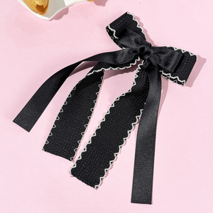 Jepit Rambut Pita Kain Gaya Jepang & Korea SASA Ladies' Moonstitch dengan Hiasan Rhinestone dan Pinggiran Bergelombang untuk Anak Perempuan, Cocok untuk Pesta - Product Image 5