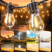 Yuntu 50FT 25 ST38 LED 2700K Yumuşak Sıcak Beyaz Dış Mekan Işık Zinciri Edison Kırılmaz Ampuller Hava Koşullarına Dayanıklı Işık Dizisi