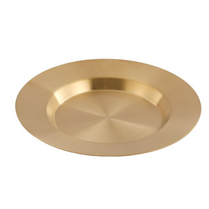 Stainless Steel Pasta Plate Round Flat Bottom Gold Finish For Hotel Restaurant Western Food Serving <b>Tray</b> - Product Image 3
