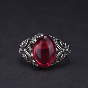 Retro Flower Butterfly <b>Ring</b> Women's Silver Tone Inlaid White Agate Carnelian <b>Crystal</b> Open Style Index Finger Jewelry Gift - Product Image 2