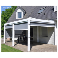 Pergola Bioclimatique Motorisée à Lames Orientables en Alliage d'Aluminium - Imperméable, Résistante au Vent, Thermolaquée, Facile à Assembler, Style Naturel Chinois