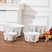 Vaisselle de Noël américaine, design gaufré arbre de Noël d'hiver, assiettes, bols, tasses durables, ensemble de vaisselle en céramique mignon