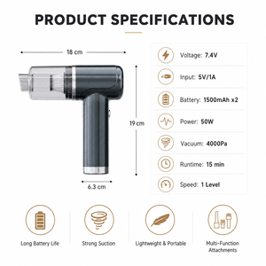 4000Pa Cordless Handheld Vacuum Cleaner Air Duster <b>Blower</b> Inflator Deflator Type-C Rechargeable Portable Mini <b>Car</b> Vacuum OEM ODM - Product Image 6
