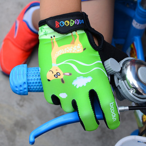 Gants de cyclisme pour enfants, imprimé girafe verte, respirants, absorbant les chocs, gants de vélo à doigts longs pour enfants - Product Image 1