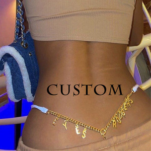 Chaîne de taille en acier inoxydable plaqué or 26 lettres avec perles de ventre pour femmes sexy - Product Image 5